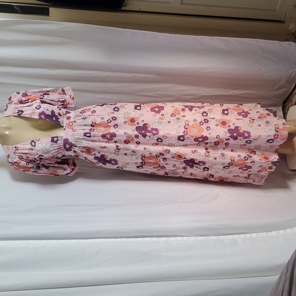 For Love & Lemons Magnolia Maxi Dress In 70’s Pink Floral Print Size XS Fits S - Picture 4 of 13